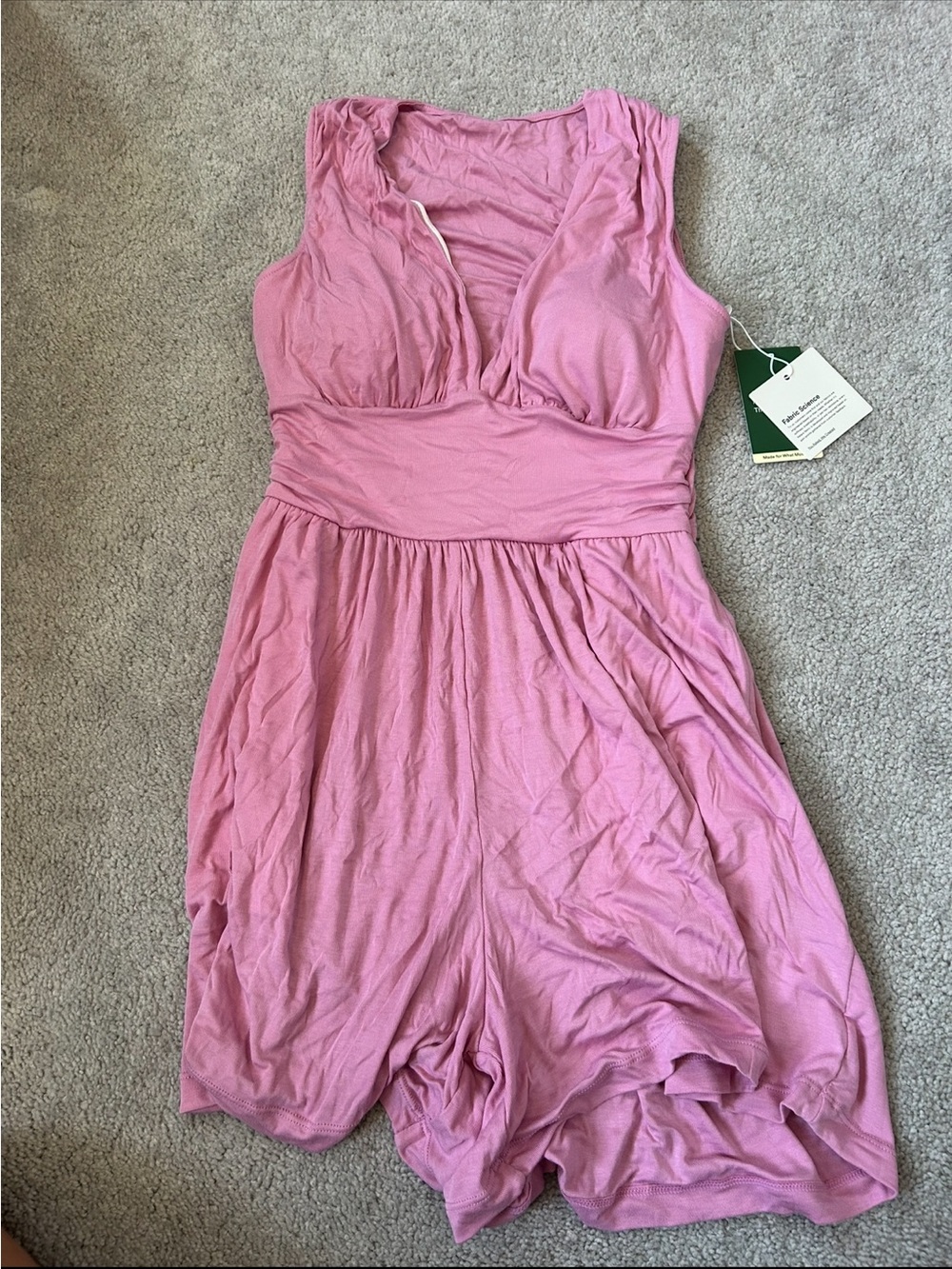 HALARA Pink V-Neck Cotton Dress